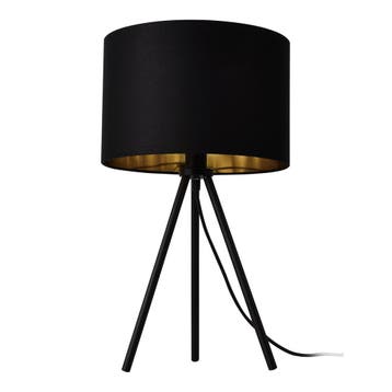 Tafellamp Metz tripod lamp 51xØ30 cm zwart en goud E14, Verzenden, Nieuw