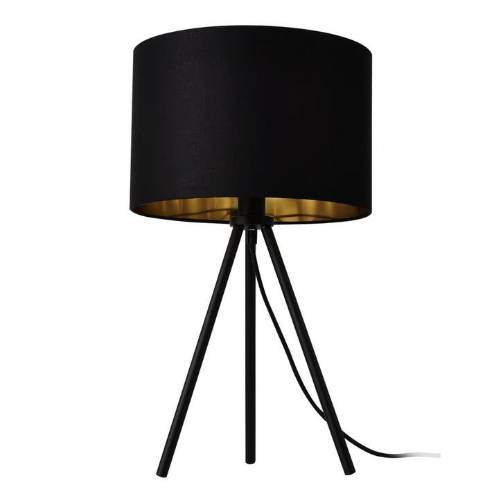 Tafellamp Metz tripod lamp 51xØ30 cm zwart en goud E14, Huis en Inrichting, Lampen | Tafellampen, Verzenden