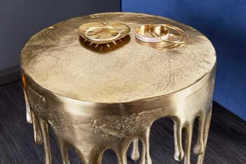 Extravagante bijzettafel LIQUID LINE 50cm goud druppelvormig, Huis en Inrichting, Tafels | Sidetables, Ophalen of Verzenden, Nieuw