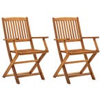 vidaXL Tuinstoelen inklapbaar 2 st massief acaciahout, Verzenden, Nieuw, Hout