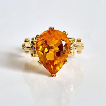 Cocktailring - 18 karaat Geel goud - 9.11ct. tw. Citrien -