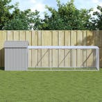 vidaXL Kippenhok met ren 117x405x123 cm staal lichtgrijs, Verzenden, Nieuw