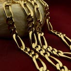 Lange gouden Figaro schakelketting, Sieraden, Tassen en Uiterlijk, Kettingen, Ophalen of Verzenden, Gebruikt, Overige kleuren