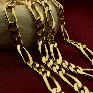 Lange gouden Figaro schakelketting, Ophalen of Verzenden, Gebruikt, Overige kleuren, Goud