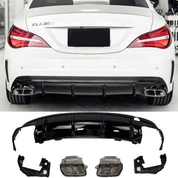 Diffusor + uitlaatsierstukken (ZWART) CLA 45 voor Mercedes C, Ophalen of Verzenden, Nieuw