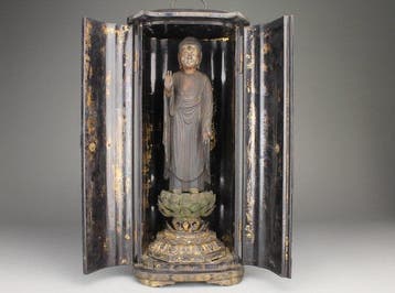 Amida Boeddha - Butsudan - Hout, Verguld, Lak - Japan - Edo, Antiek en Kunst