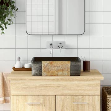 vidaXL Opzetwasbak rechthoekig 46x35,5x13 cm keramiek zwart, Verzenden, Nieuw
