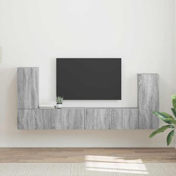 vidaXL Tv-meubelset 4 st Grijs Sonoma Bewerkt hout, Minder dan 50 cm, Verzenden, Nieuw, Minder dan 100 cm