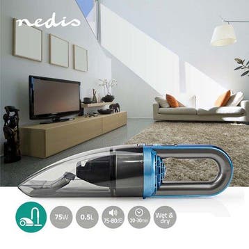 Nedis Handstofzuiger - 75 W - Oplaadbaar - Drogen / Nat - Li, Verzenden, Zo goed als nieuw