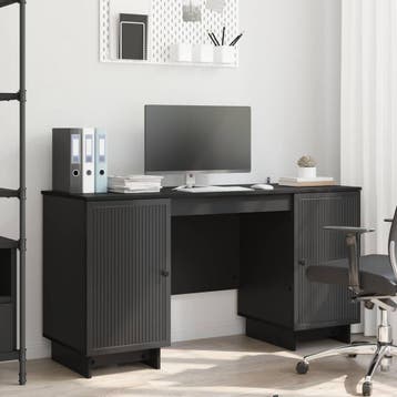 vidaXL Bureau Zwart Bewerkt hout 142,5 x 50 x 75 cm, Huis en Inrichting, Verzenden, Nieuw