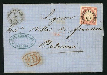 Italiaanse oude staten - Napels 1861 - Per zeeweg van Napels, Gestempeld