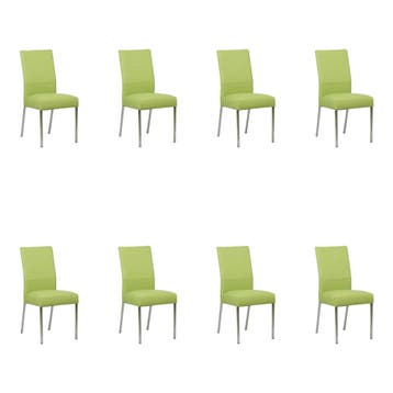 Set van 8 Leren eetkamerstoelen Real - Toledo Lime, Huis en Inrichting, Stoelen, Ophalen of Verzenden, Nieuw, Leer