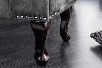 Design kruk CHESTERFIELD 80cm grijs fluwelen knoopstiksel, Ophalen of Verzenden, Nieuw