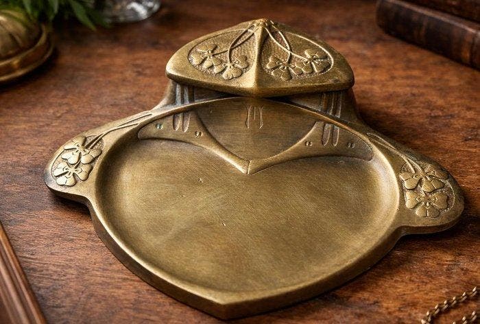 Art Nouveau - Inktpot - Messing, Antiek en Kunst, Kunst | Designobjecten