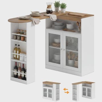 Draaibare Bartafel met Uitschuifbaar Deel en Opbergkast - Wi, Verzenden, Nieuw