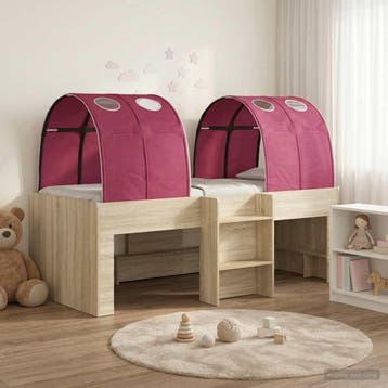 vidaXL Hoge Bed Frame voor Kids met Tunnel 3 st Sonoma eiken, Verzenden, Nieuw, Bruin, Hout