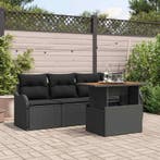 vidaXL Tuinbankenset met opslag 5 pcs Zwart poly rattan, Verzenden, Nieuw, Rotan, 5 zitplaatsen