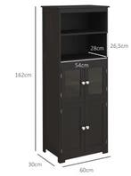 Zwarte Keukenkast 162 cm – Glazen Deuren MDF Opbergkast, Huis en Inrichting, Keuken | Keukenelementen, Verzenden, Nieuw