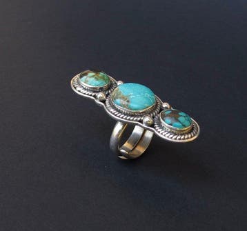 Zilver - Ring - turquoise Nepalees