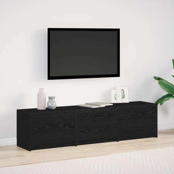 vidaXL TV-kast met LED Zwarte Eik 165 x 34 x 40 cm, Minder dan 50 cm, Verzenden, Nieuw, Minder dan 100 cm