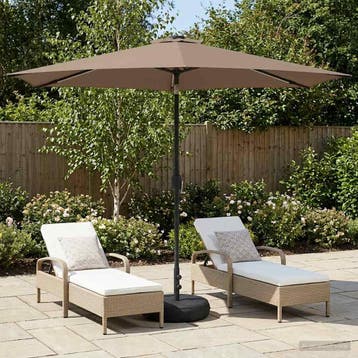 vidaXL Tuinparasol met LED-lampen en voet 300 x 300 cm, Verzenden, Nieuw, 2 tot 3 meter