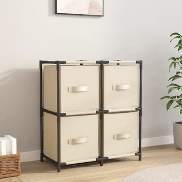 vidaXL Opbergkast met 4 stoffen manden 63x30x71 cm staal, Verzenden, Nieuw