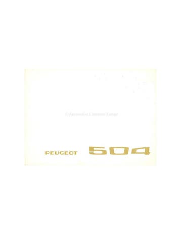 1968 PEUGEOT 504 SEDAN BROCHURE NEDERLANDS, Nieuw, Peugeot, Author