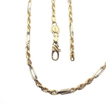 Bicolor gouden Figarope schakelketting; Cento Group, Ophalen of Verzenden, Gebruikt, Overige kleuren, Goud