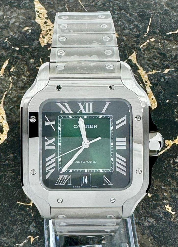 Cartier Santos - Green Dial - WSSA0062 -  New 2026, Sieraden, Tassen en Uiterlijk, Horloges | Heren, Staal, Nieuw, Staal, Overige merken