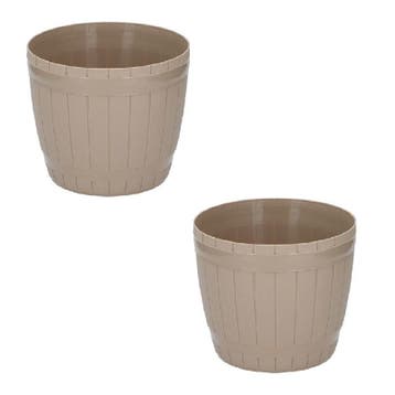 Bloempot Beige diameter 19 cm (set van 2) (Plantenbakken), Verzenden, Nieuw