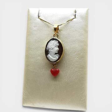 Koraal - Argento 925 - Cameo - Handgegraveerde camee