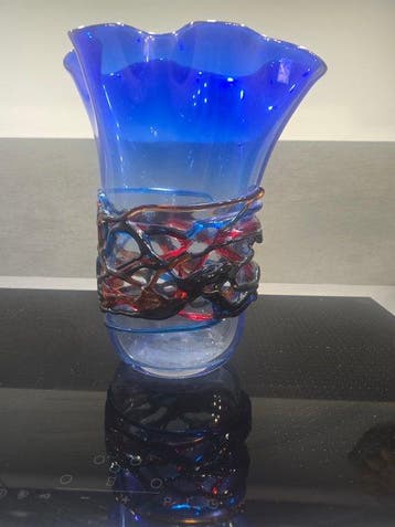 Vaas - Muranoglas - Murano-glas vaas met sbruffo