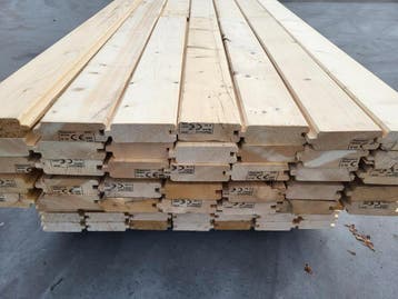 Blokhutplanken 2e keus  28 en 44mm dik, 25 tot 50 mm, Nieuw, Plank, 300 cm of meer