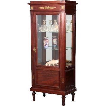 Hollandse mahonie Empire stijl vitrine ca 1880 met brons bes, Ophalen of Verzenden