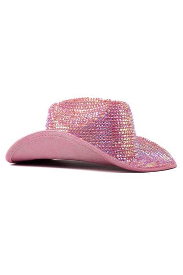 KIMU® Cowboyhoed Roze Strass Steentjes Cowgirl Western Hoed, Ophalen of Verzenden, Nieuw, Carnaval