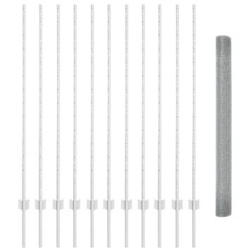 vidaXL gelast draadhek met palen 25 x 1,4 m Gegalvaniseerd, Tuin en Terras, Schuttingen, Verzenden, Nieuw, IJzer
