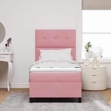 vidaXL LED Box Spring Bed met hoofdeinde Roze 80 x 200 cm, Huis en Inrichting, Slaapkamer | Bedden, Verzenden, Nieuw, Eenpersoons