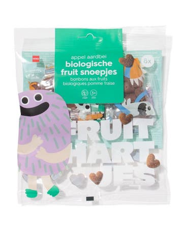 HEMA Bio fruitsnoepjes appel-aardbei uitdeelzak - 8 stuks, Verzenden, Nieuw