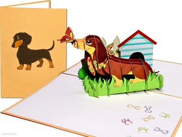 Vrolijke Teckel - Dashond - Dachshund Hond Pop-up Kaart, Verzenden, Nieuw