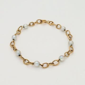 Armband - 18 karaat Geel goud Parel, Nieuw