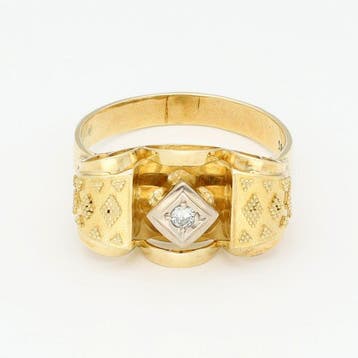 Ring - 14 karaat Geel goud Diamant (Natuurlijk) - Tank, Nieuw