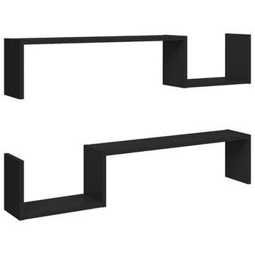 VidaXL wandschap, 2st, zwart, 100 x 15 x 20 cm, Ophalen, Nieuw