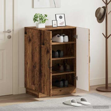 vidaXL Schoenenkast HOORN 59,5 x 39,5 x 87 cm Bewerkt hout, Verzenden, Nieuw