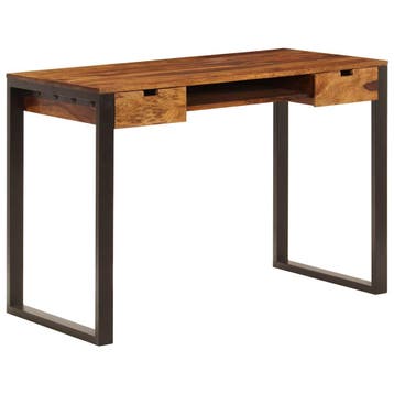 vidaXL Bureau 110x55x78 cm massief acaciahout en staal, Verzenden, Nieuw