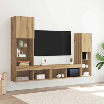 vidaXL TV-kast 4 st artisanaal eikenkleurig Bewerkt hout, Minder dan 50 cm, Verzenden, Nieuw, Minder dan 100 cm