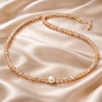 Parel - Zilver - Halsketting - Akoya parel, citrien