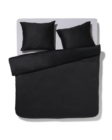 HEMA Dekbedovertrek 240x200/220cm hotel katoen satijn zwart, Verzenden, Nieuw, Zwart