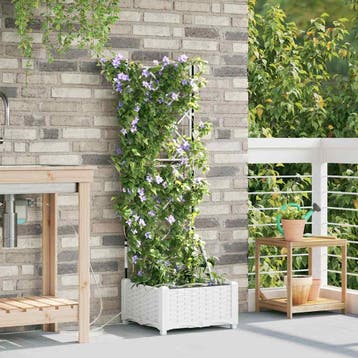 vidaXL Tuin Bloempot Wit 40 x 40 x 126 cm PP, Verzenden, Nieuw, Minder dan 60 cm, 60 cm of meer