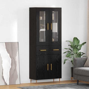 vidaXL buffetkast 2 st Zwart Eiken 69,5 x 34 x 180 cm, Minder dan 50 cm, Verzenden, Nieuw, Minder dan 100 cm