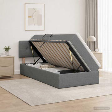 vidaXL Opbergbed met matras Donkergrijs 90 x 200 cm fluweel, Verzenden, Nieuw, Eenpersoons
